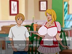 Fata anime cu sânii mari și curbate își ia virginitatea într-un joc