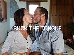 Learn to French kiss with Roxy Fox and her mature partner