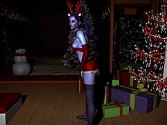 Une veuve sensuelle danse sensuellement dans la chambre à Noël