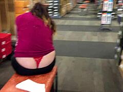Beautiful housewife flaunts her big ass while shoe shopping