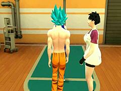 Dragon Ball Hentai: Goku ägnar sig åt sexuella handlingar med sin fru och hans sons fru, båda får anal penetration