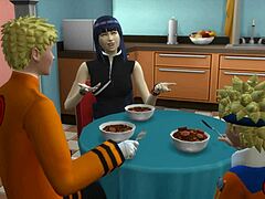 Sasuke soddisfa il culo maturo di Naruto mentre suo marito li sorprende