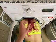 I was aroused by my stepmom getting trapped in the washing machine, leading to a sexual encounter with her