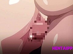 A seductive dark-haired woman fondles a penis between her ample breasts - animated content