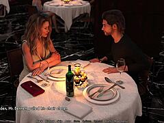 Cartoon milf and wife indulge in erotic 3D dinner date