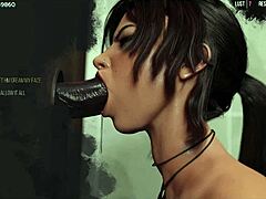 Lara Croft in 3D bekommt einen großen schwarzen Schwanz Cumshot in Glory Hole Abenteuer