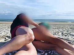 Surprised mature gets her ass pounded on the beach