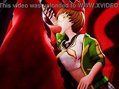 Chie og Yukiko i heit anime-sex med Adachi fra Persona 4