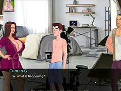 Großer Arsch und großer Schwanz in einem heißen Pornospiel-Videospiel mit Stiefvater und seiner Stiefschwester