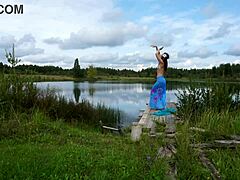 Lady in Bikini Dancing on the Lake