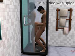 En indisk milf bliver kneppet af stedsønen i brusebadet