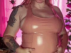 Titillating mom in latex outfit